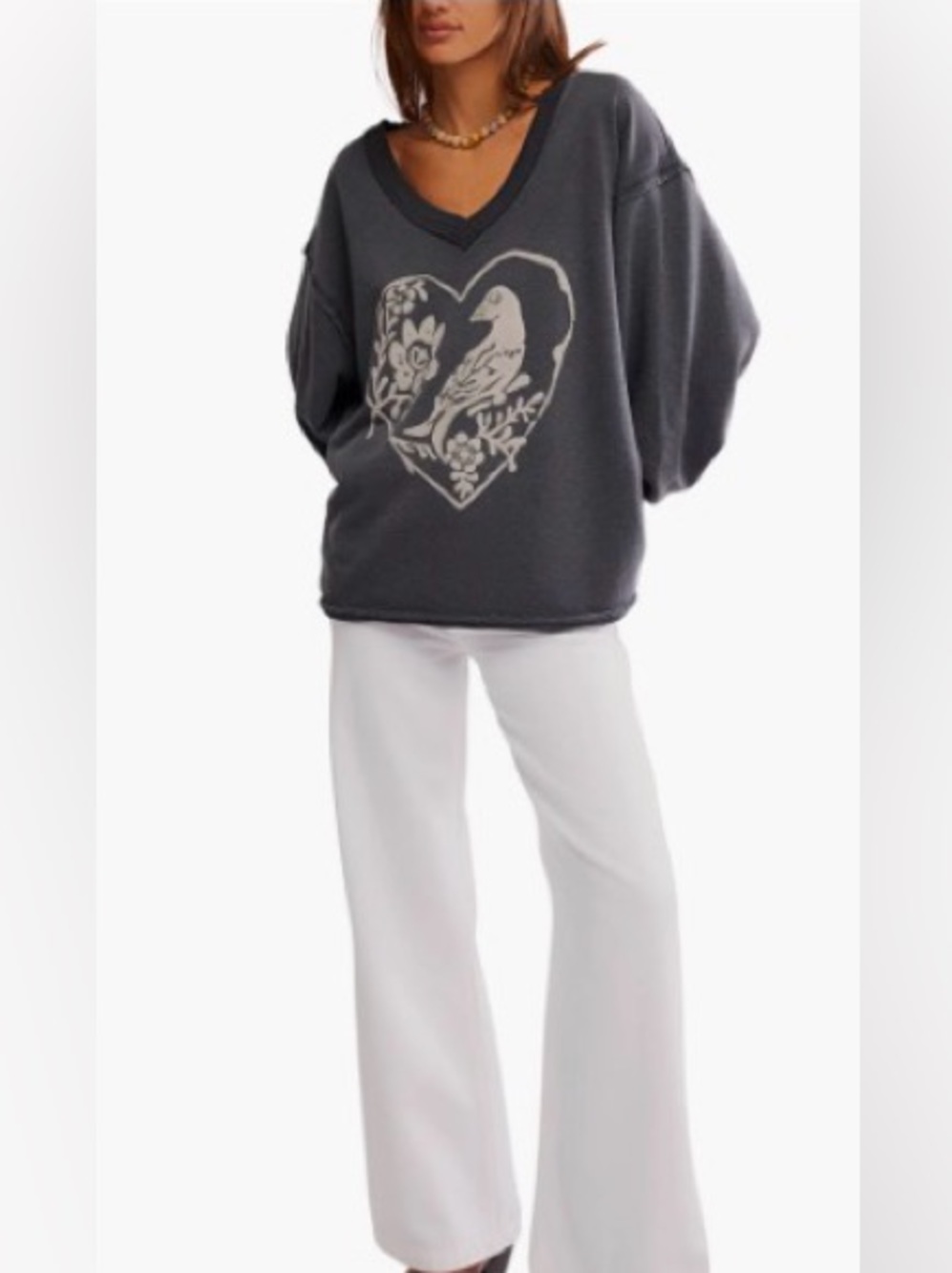 FREE PEOPLE Venice Oversize Cotton Blend Graphic Sweatshirt size extra large - Picture 3 of 9